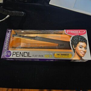 3/10" Pencil Ceramic Tourmaline Flat Iron By Red By Kiss 450°F edge styling